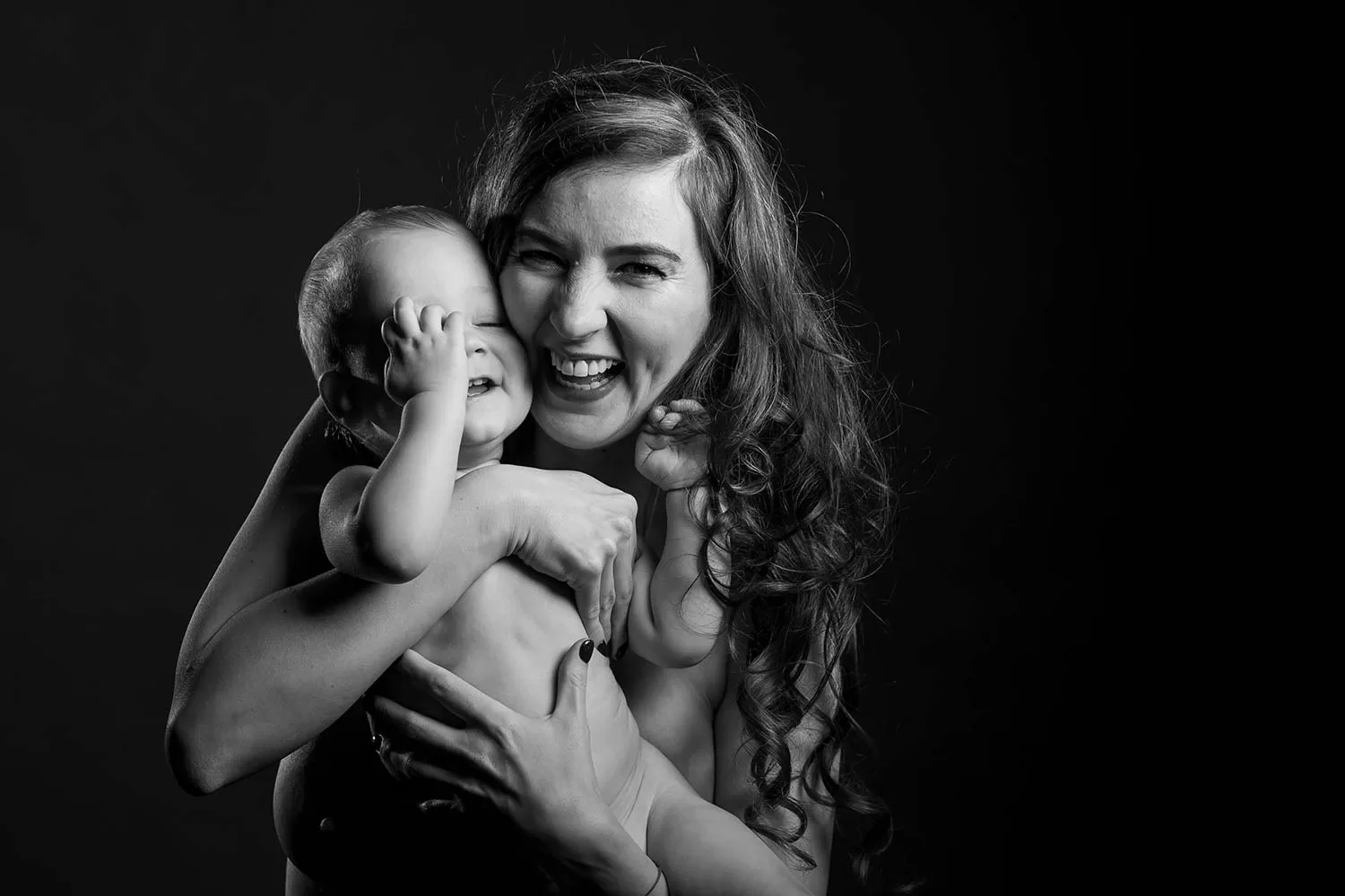 black and white family portrait photography